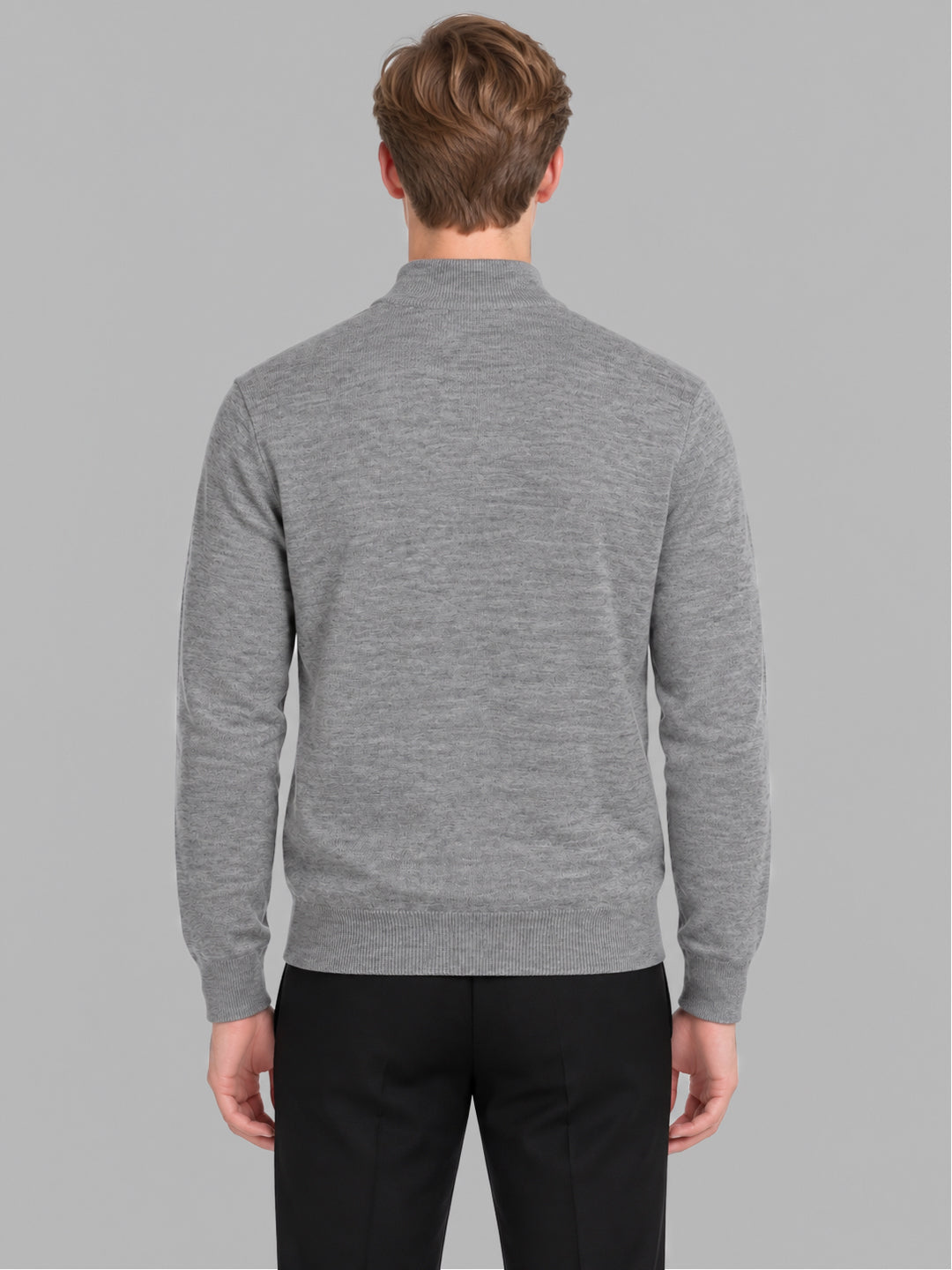 Men Grey Solid Turtle Neck Full Sleeve Pullover
