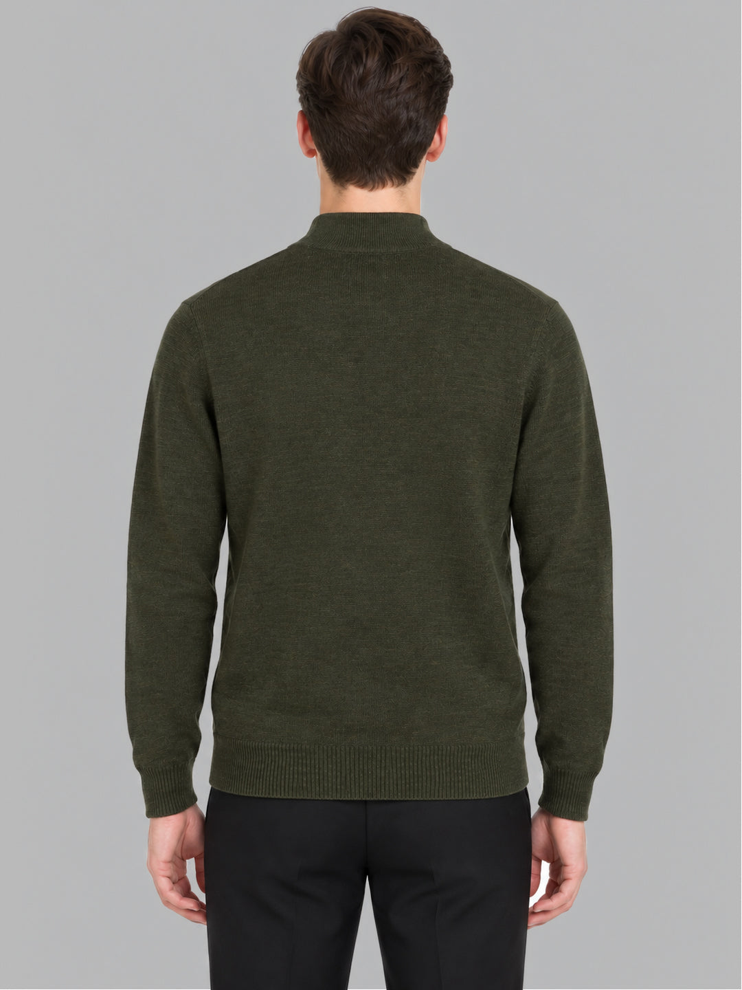 Men Green Solid Turtle Neck Full Sleeve Pullover