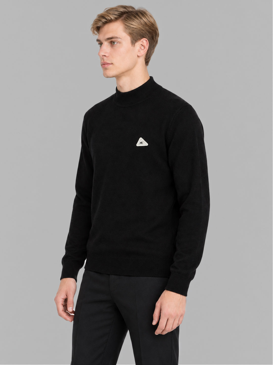 Men Black Solid Turtle Neck Full Sleeve Pullover