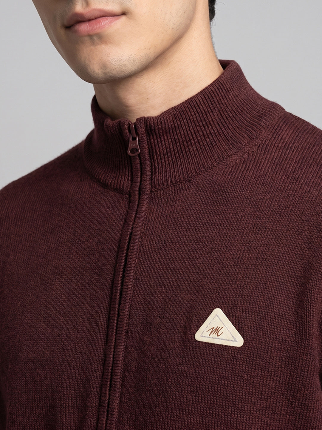 Men Brown Solid Turtle Neck Full Sleeve Pullover
