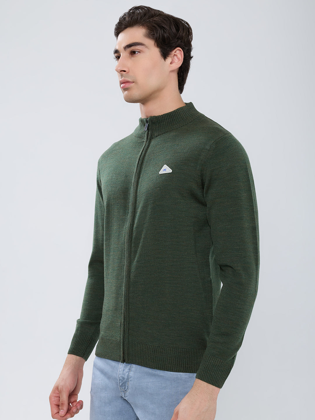 Men Green Solid Turtle Neck Full Sleeve Pullover
