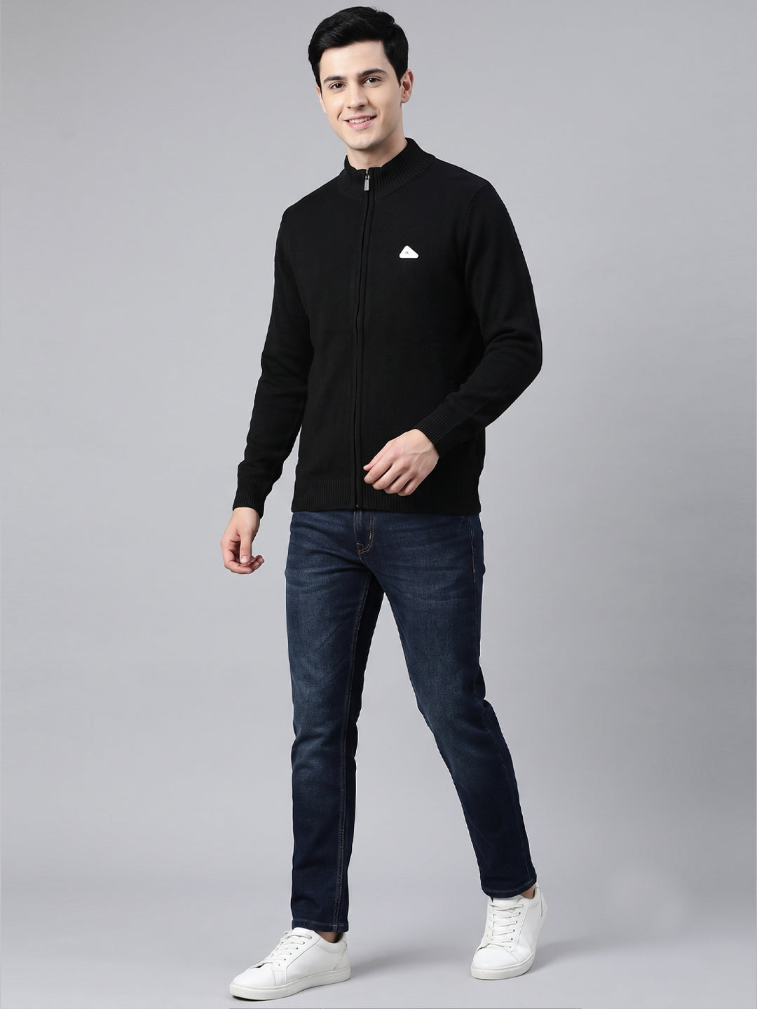 Men Black Solid Turtle Neck Full Sleeve Pullover