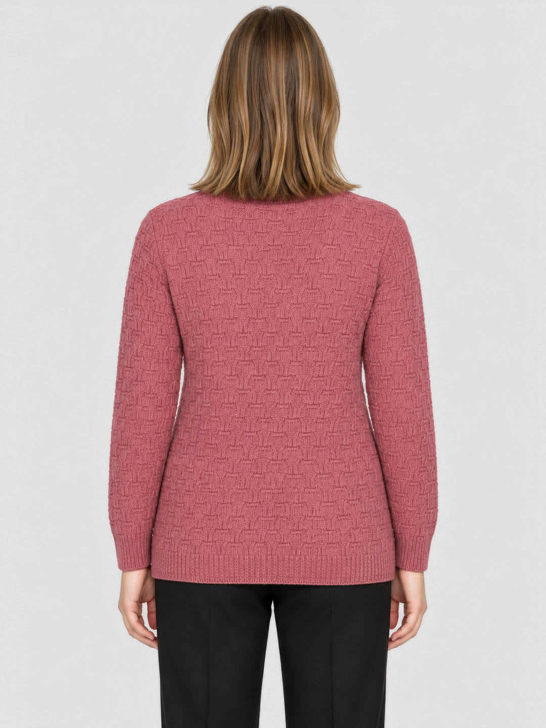 Women Pink Self Design V Neck Full Sleeve Cardigan