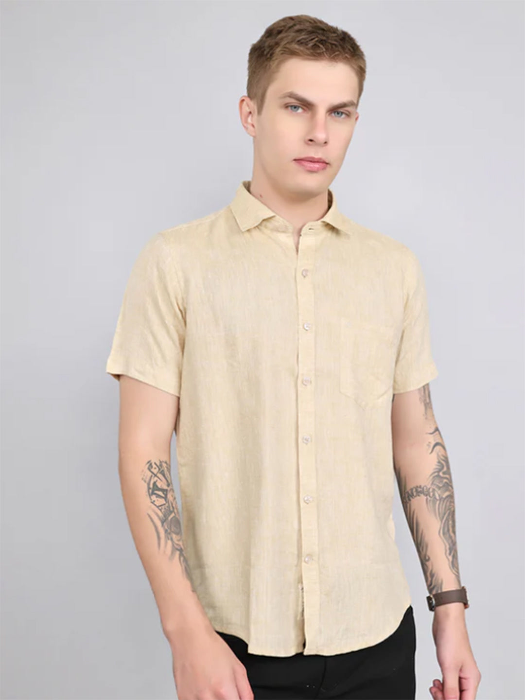 Monte Carlo Men Solid Polo Collar Half Sleeve Shirt