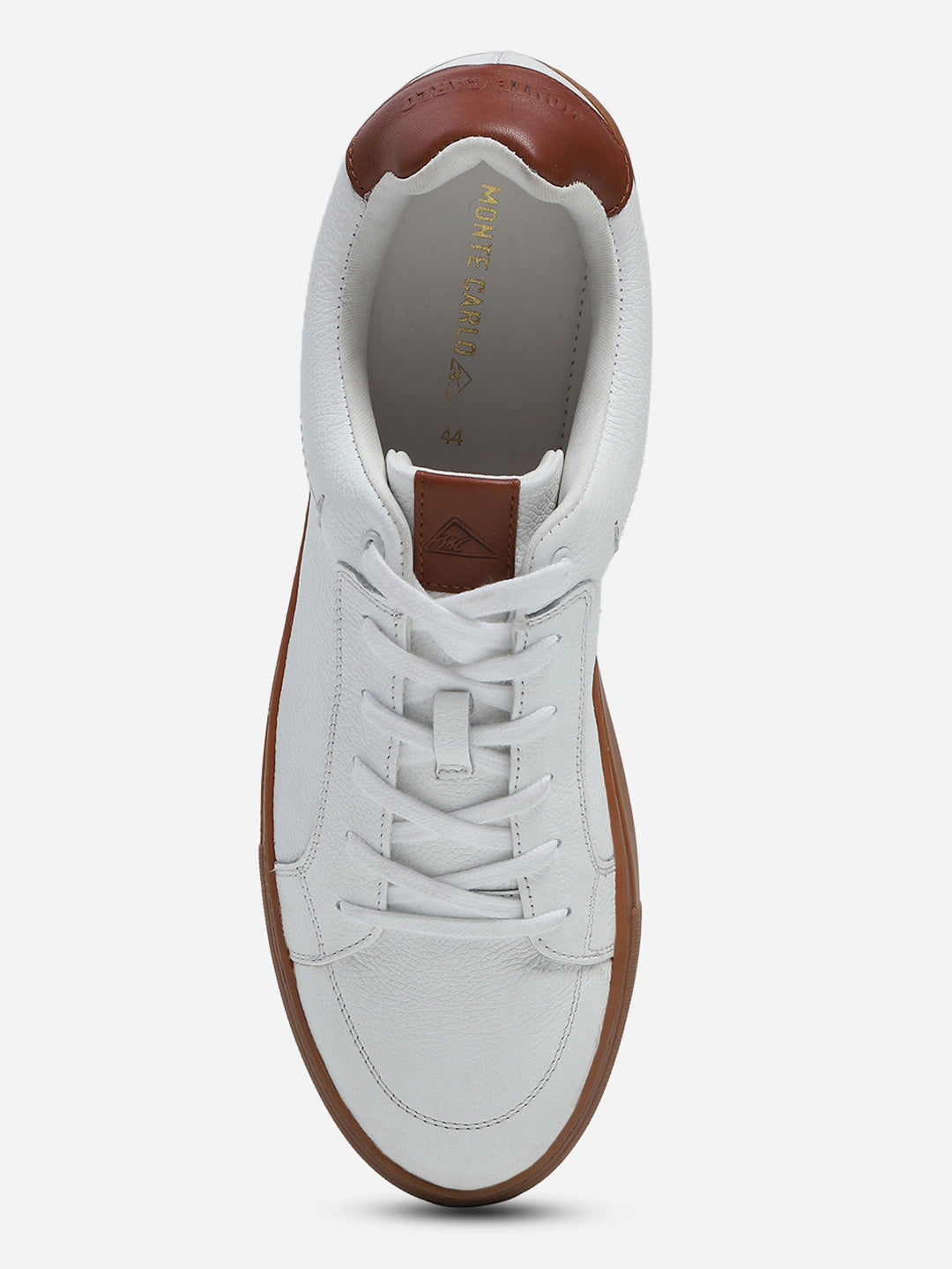 Men White Lace Up Genuine Leather Casual Sneakers