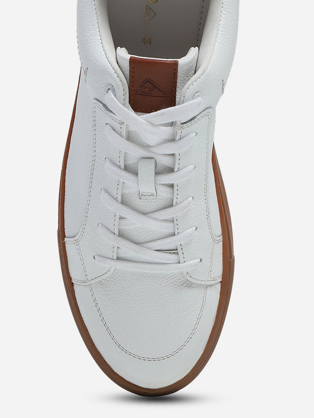 Men White Lace Up Genuine Leather Casual Sneakers