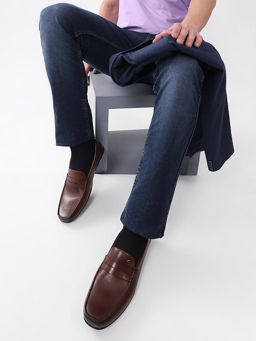 Men Brown Slip on Genuine Leather Loafers