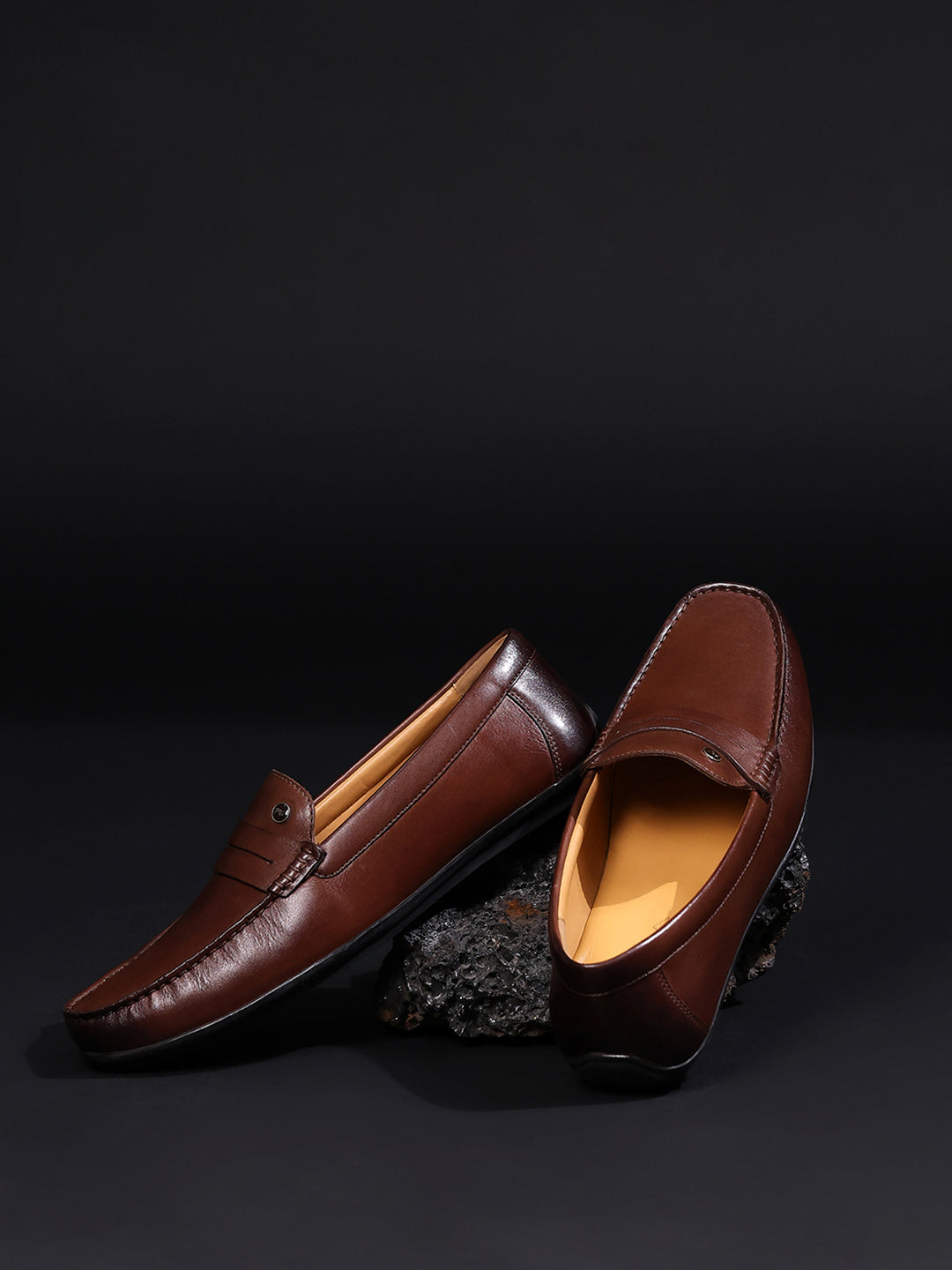 Men Brown Slip on Genuine Leather Loafers