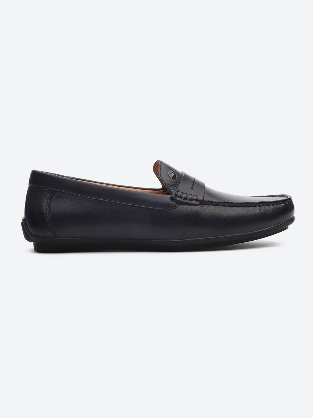 Men Navy Blue Slip on Genuine Leather Loafers