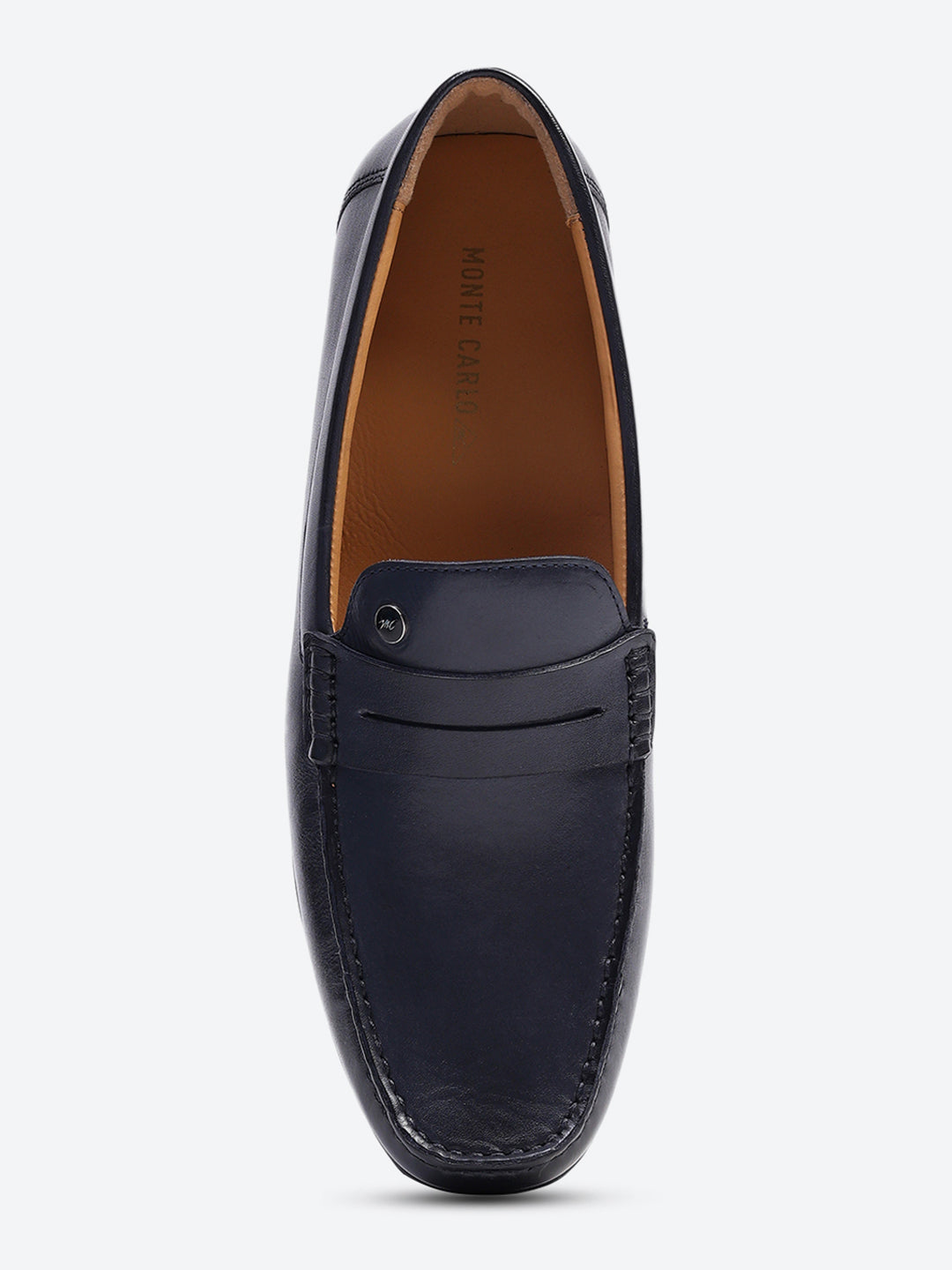 Men Navy Blue Slip on Genuine Leather Loafers