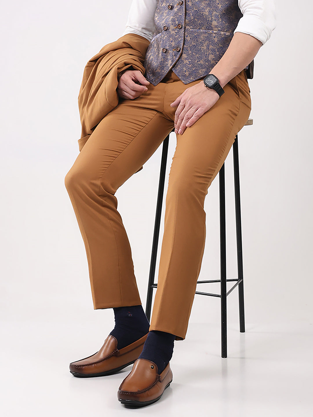 Men Tan Slip on Genuine Leather Loafers