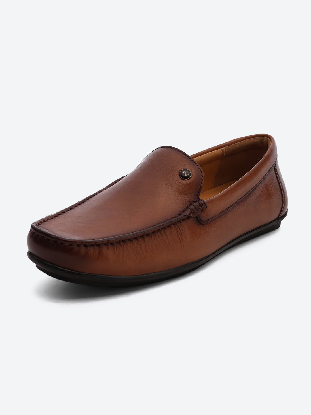 Men Tan Slip on Genuine Leather Loafers