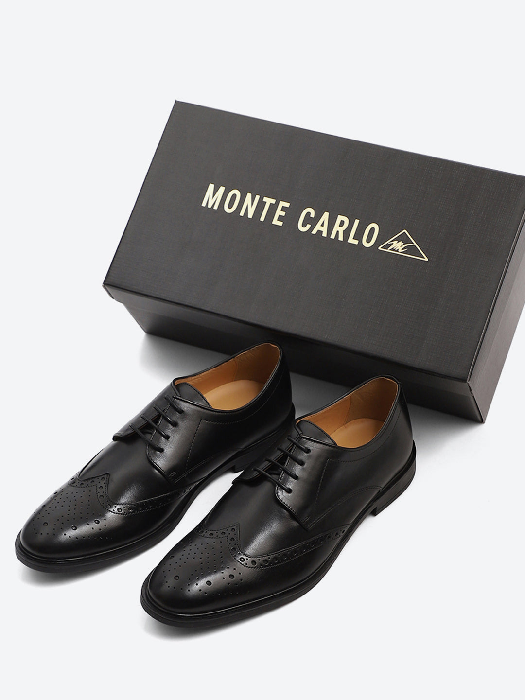 Monte Carlo Black Formal Brogue Lace Up Shoes for Men