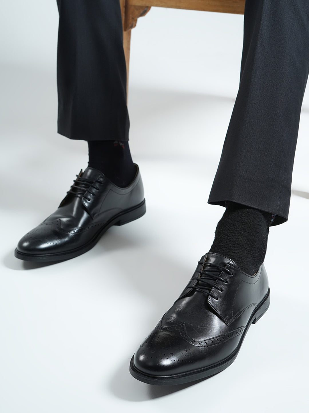 Monte Carlo Black Formal Brogue Lace Up Shoes for Men