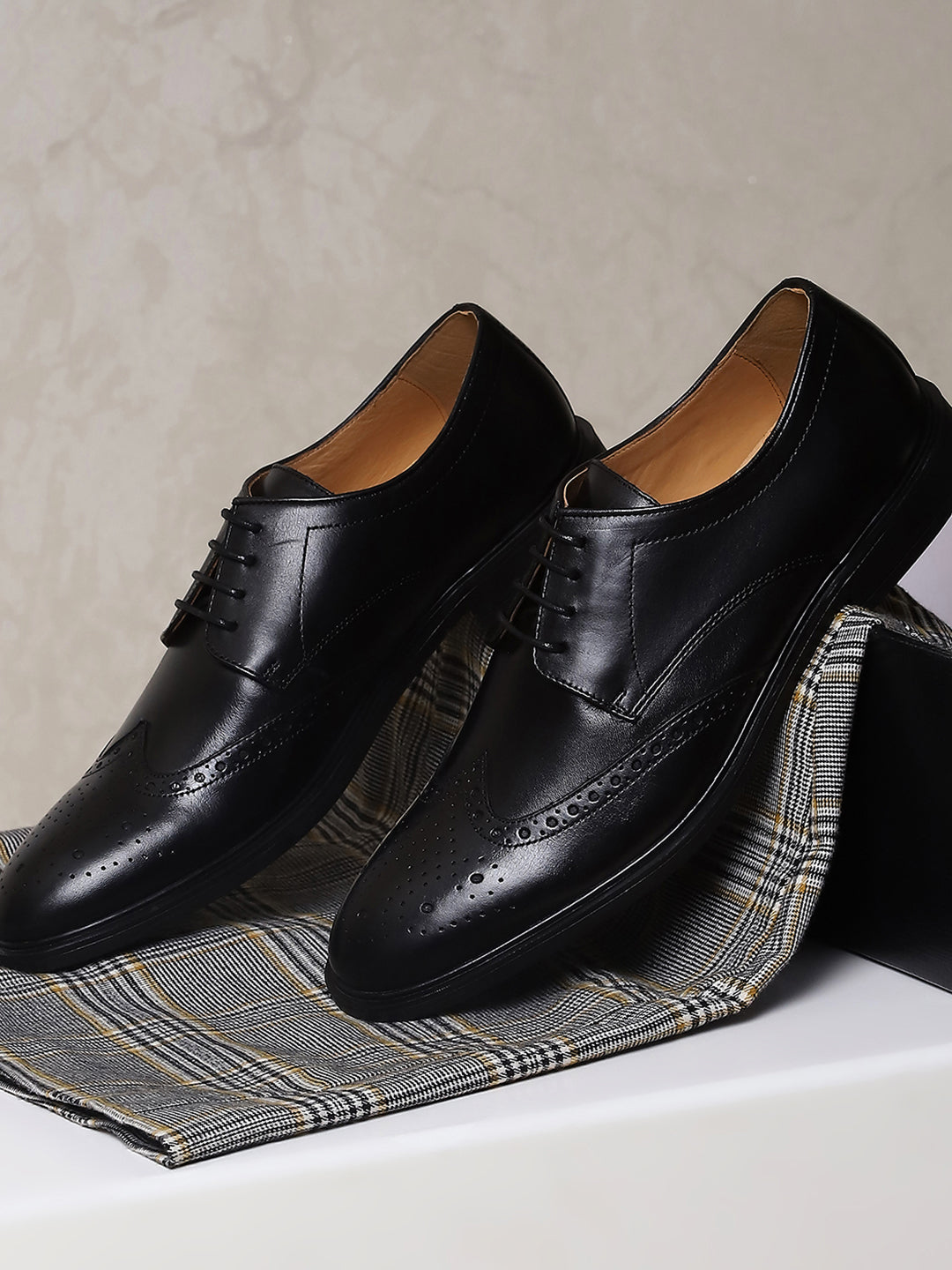 Monte Carlo Black Formal Brogue Lace Up Shoes for Men