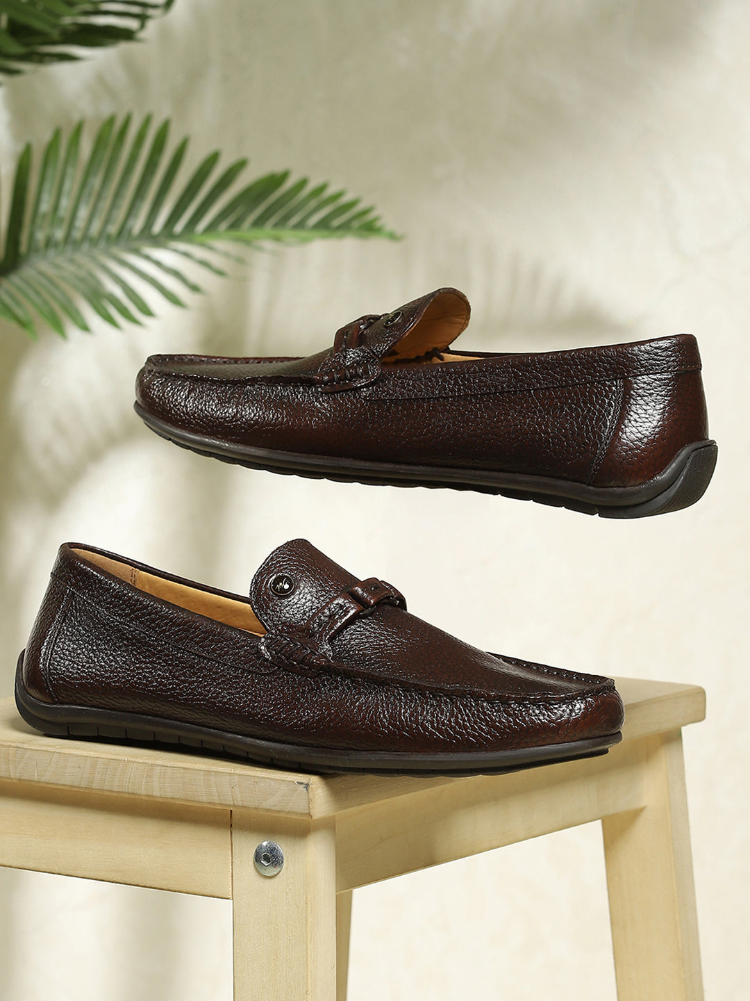 Men Brown Slip on Genuine Leather Loafers