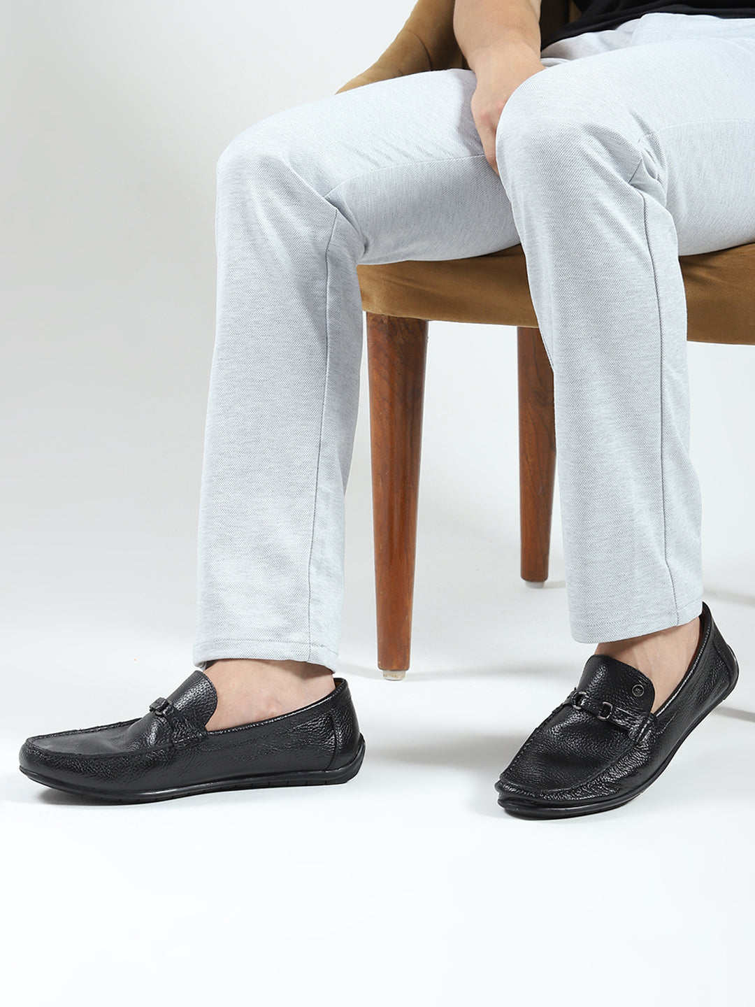 Men Black Slip on Genuine Leather Loafers