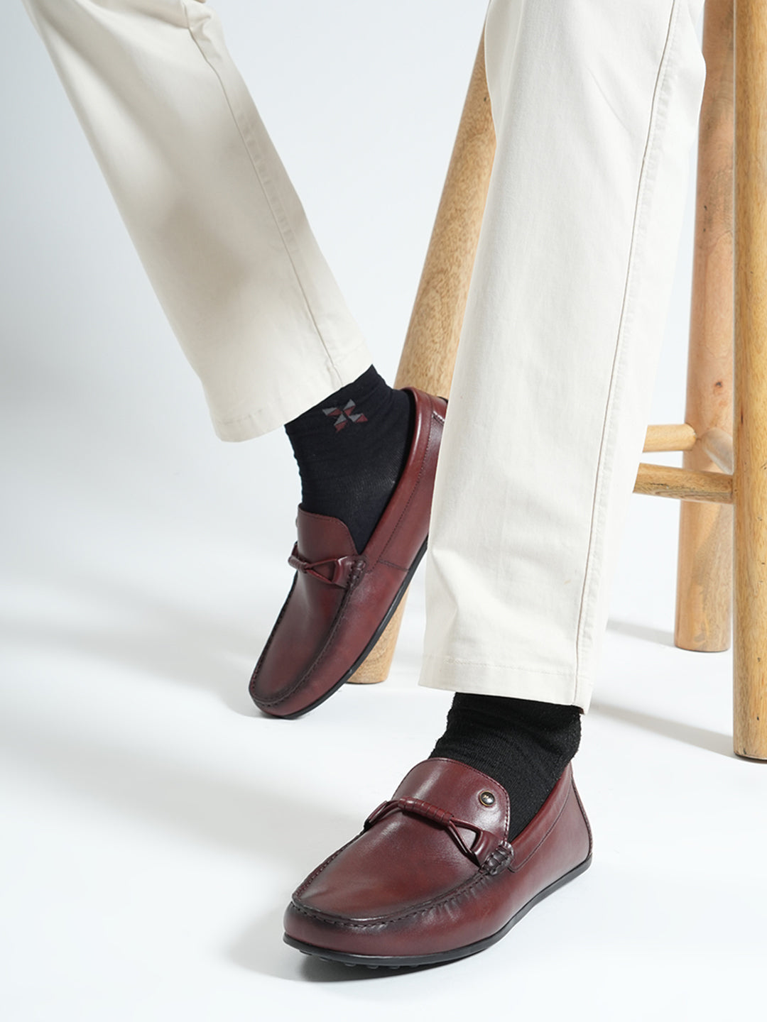 Men Burgundy Slip on Genuine Leather Loafers