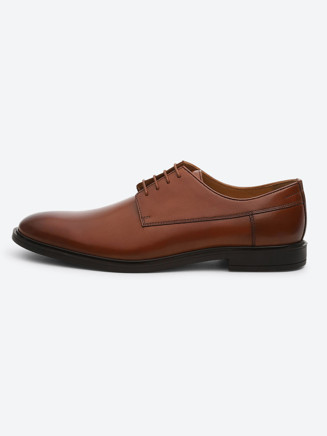 Men Tan Lace Up Genuine Leather Formal Derby