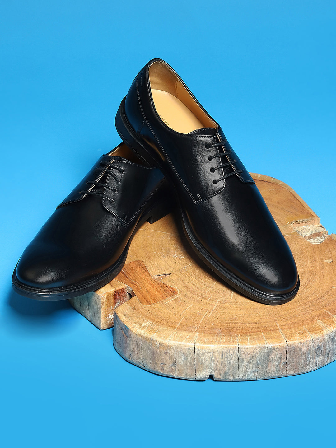 Men Black Lace Up Genuine Leather Formal Derby