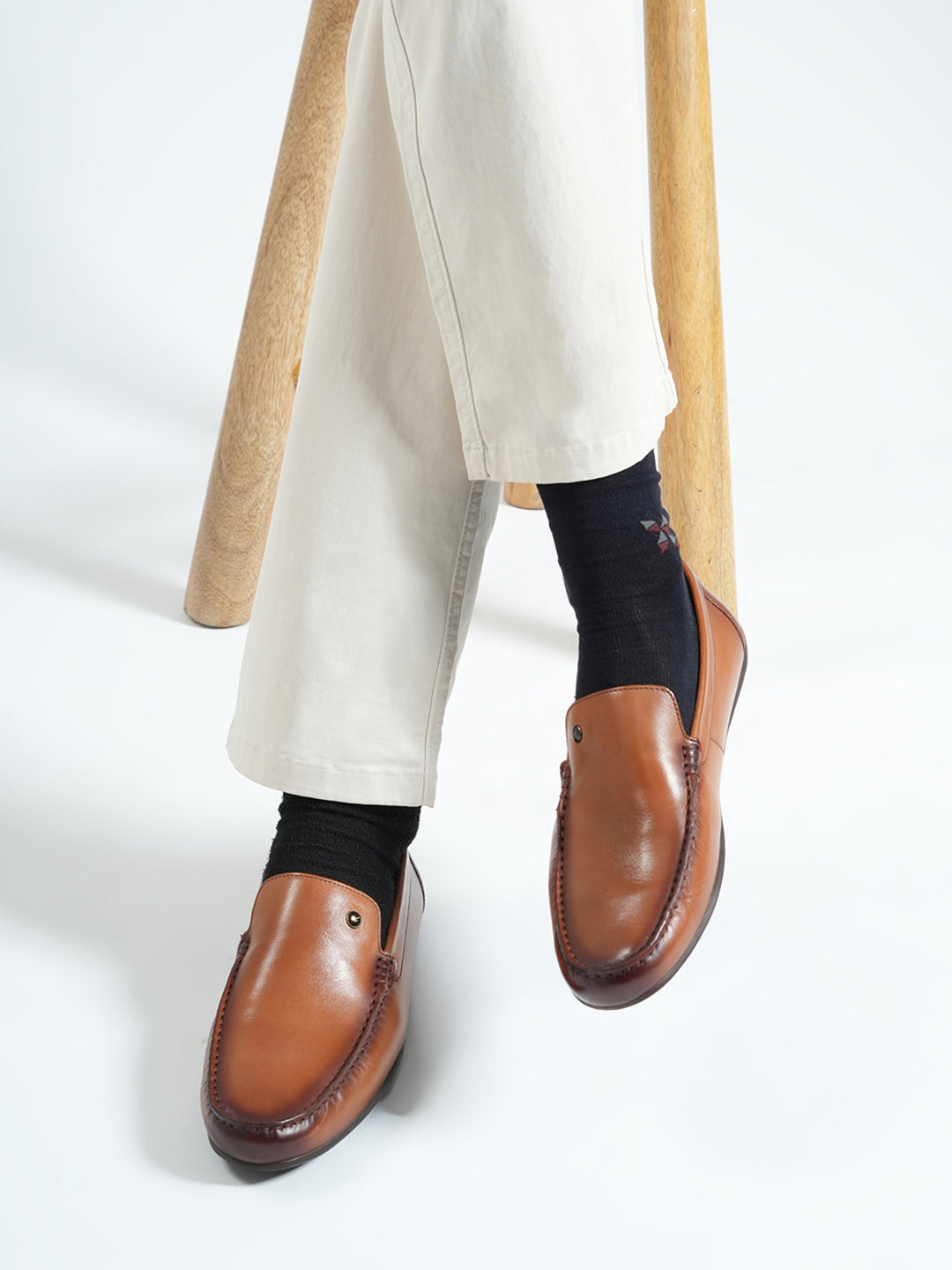 Monte Carlo Tan Casual Slip on Leather Loafers for Men