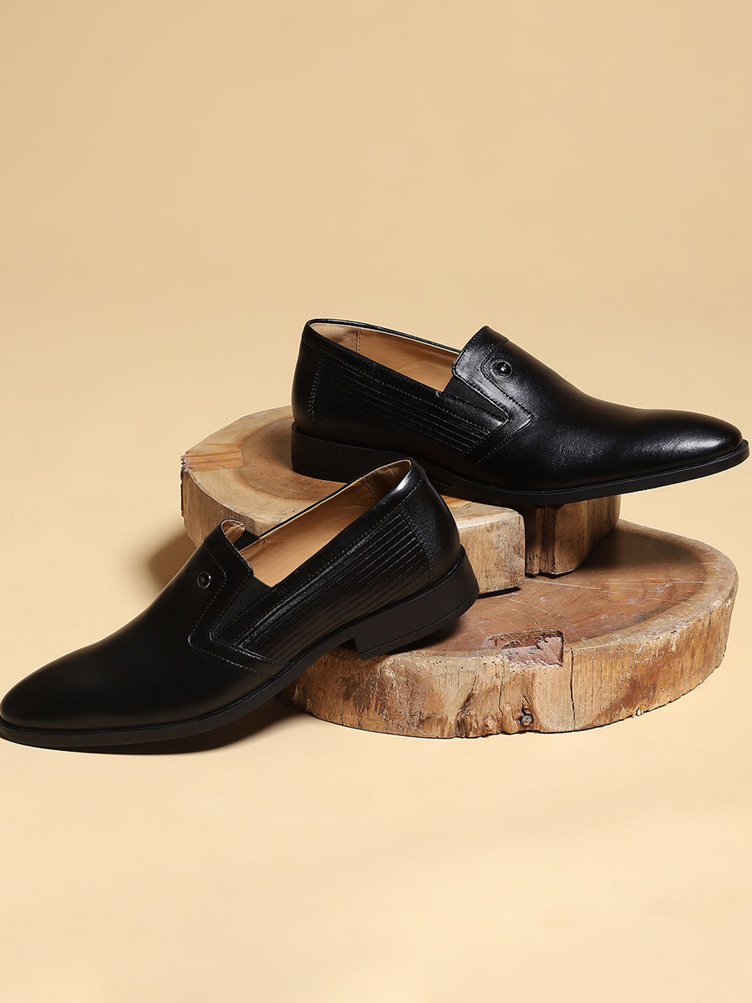 Men Black Slip on Genuine Leather Formal Shoes