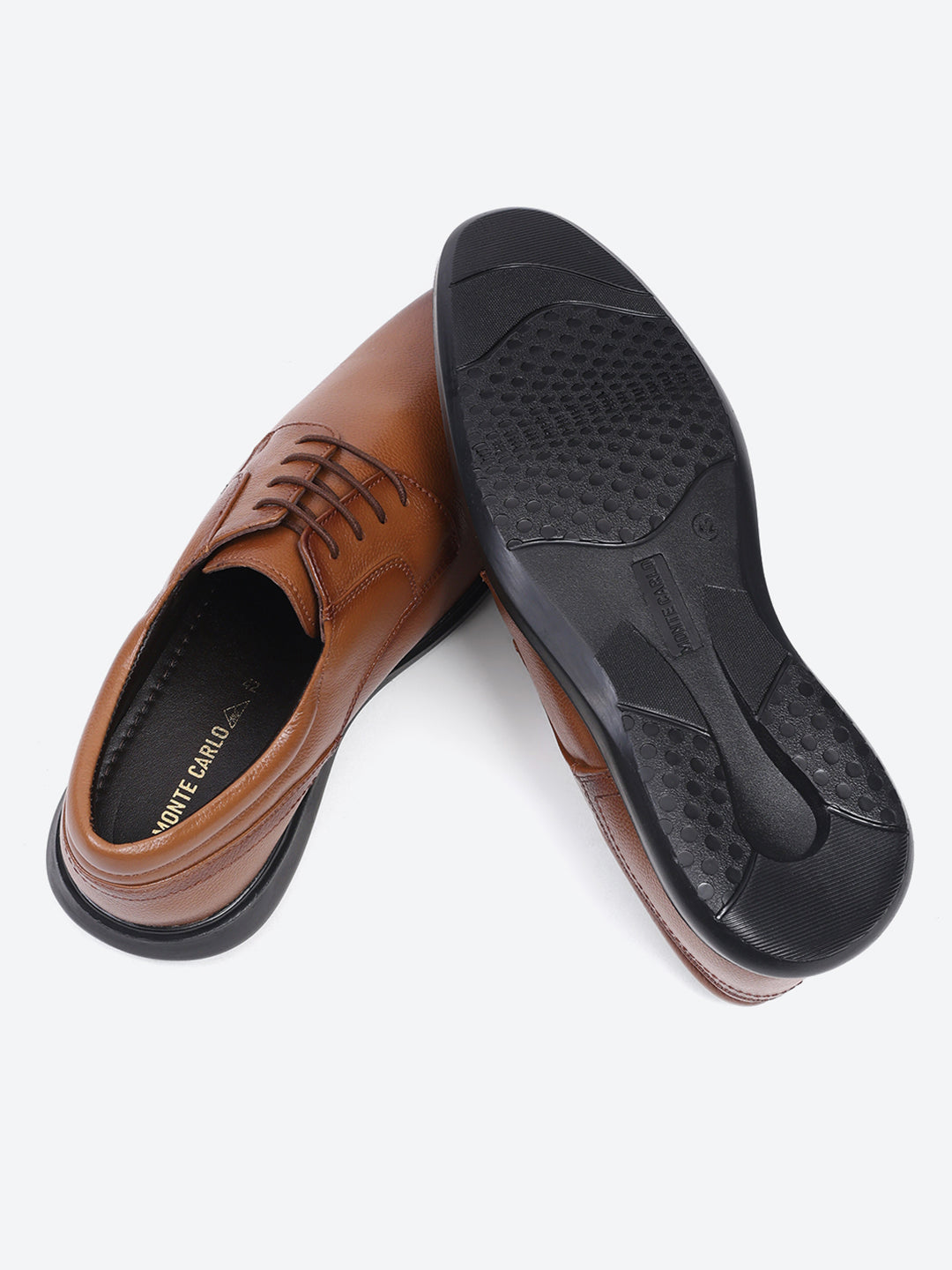 Men Tan Lace Up Leather Formal Derbys