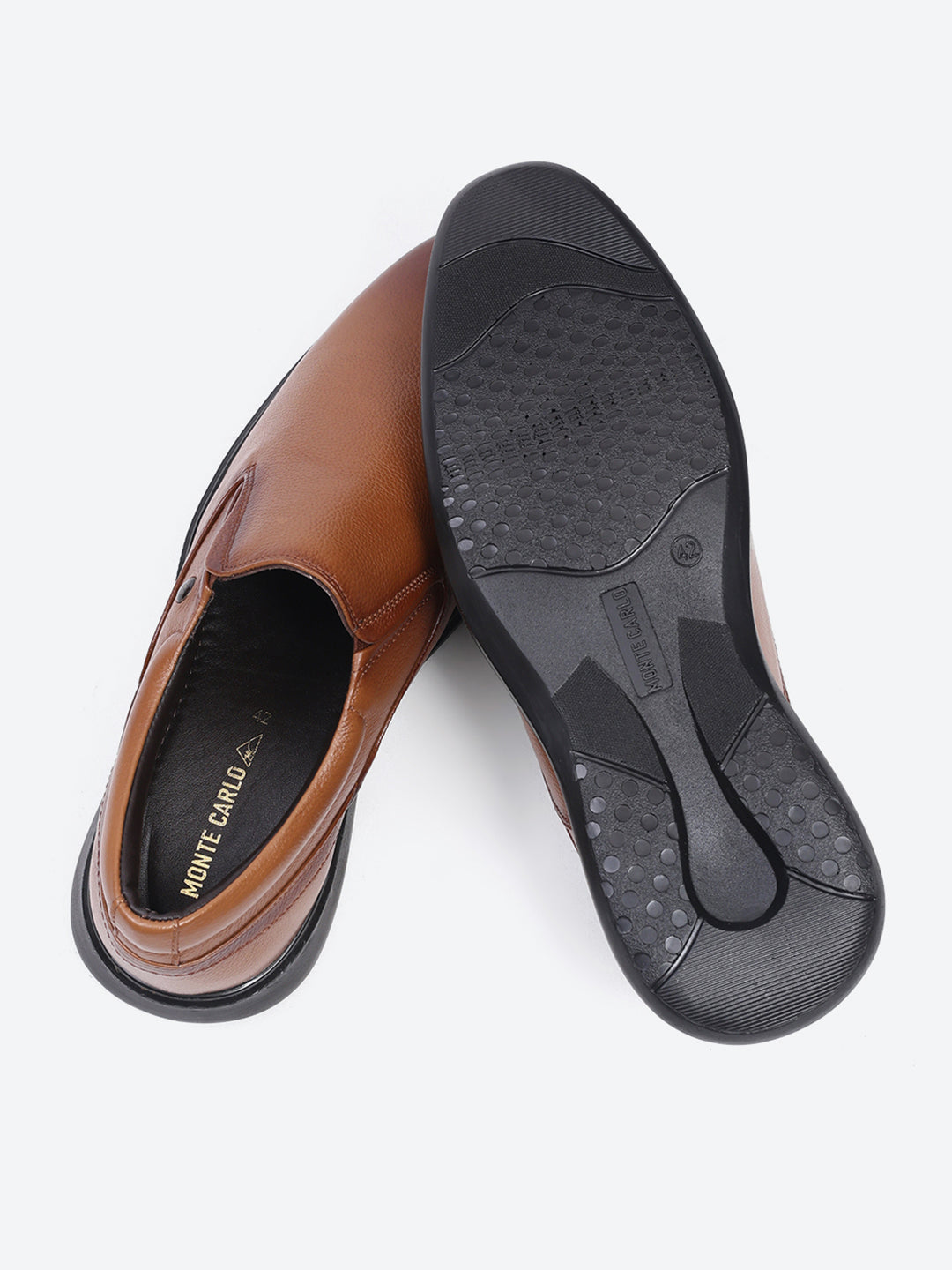 Men Tan Slip on Leather Formal Derbys