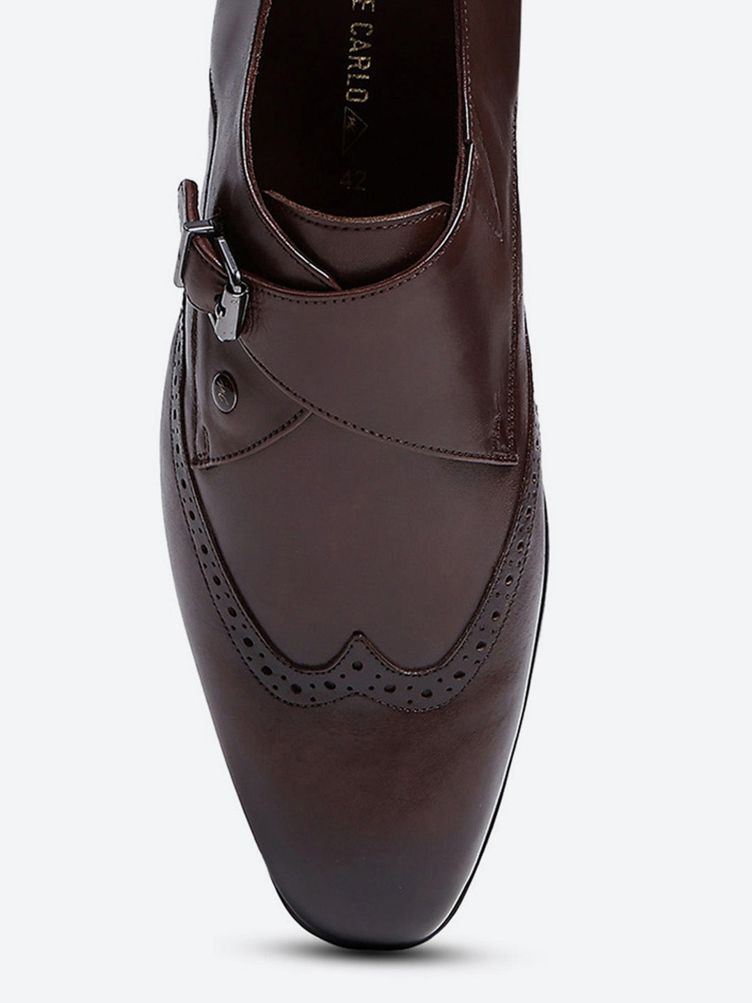 Men Brown Buckle Leather Formal Monks