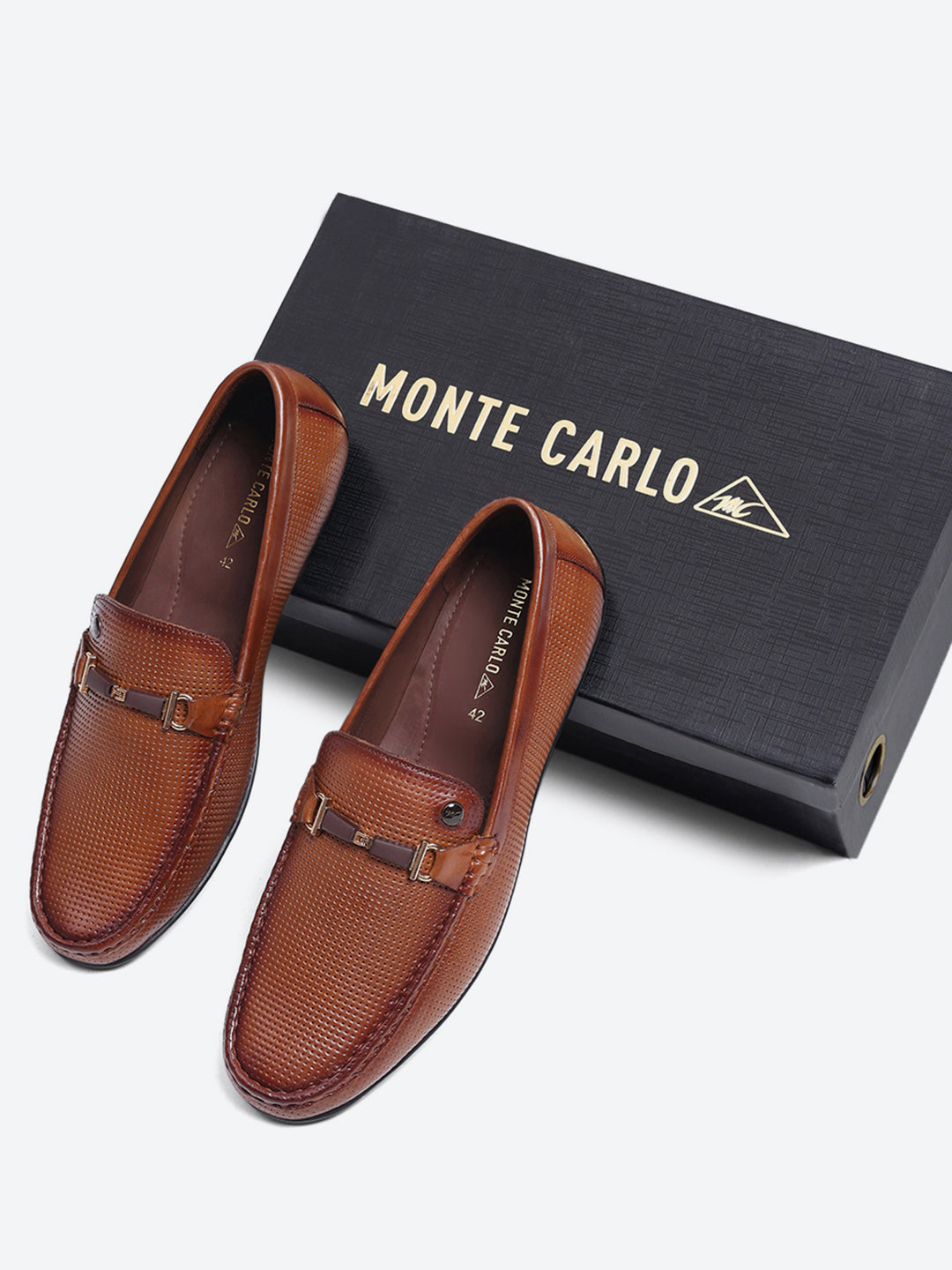 Men Tan Slip on Leather Loafers