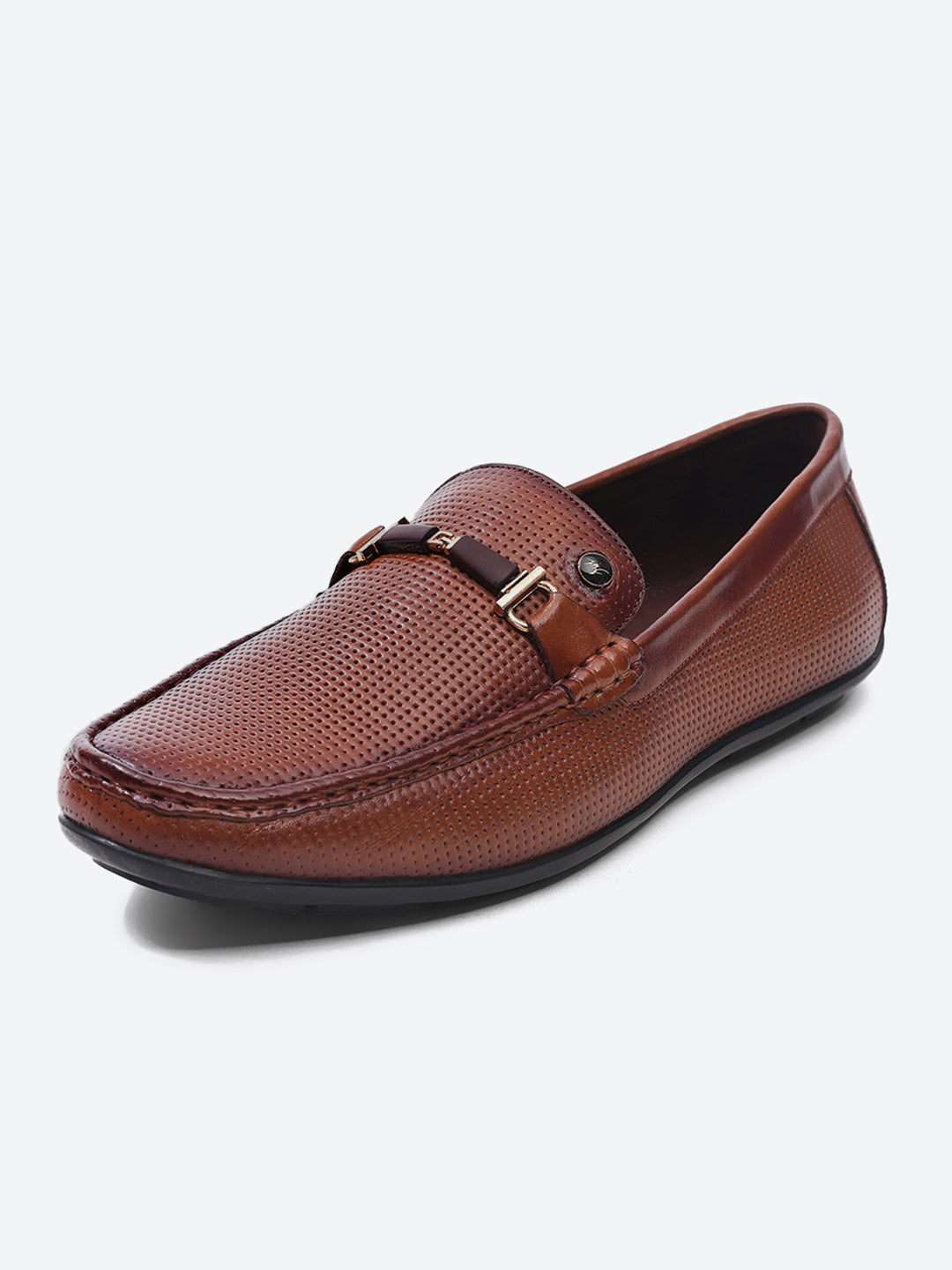 Men Tan Slip on Leather Loafers