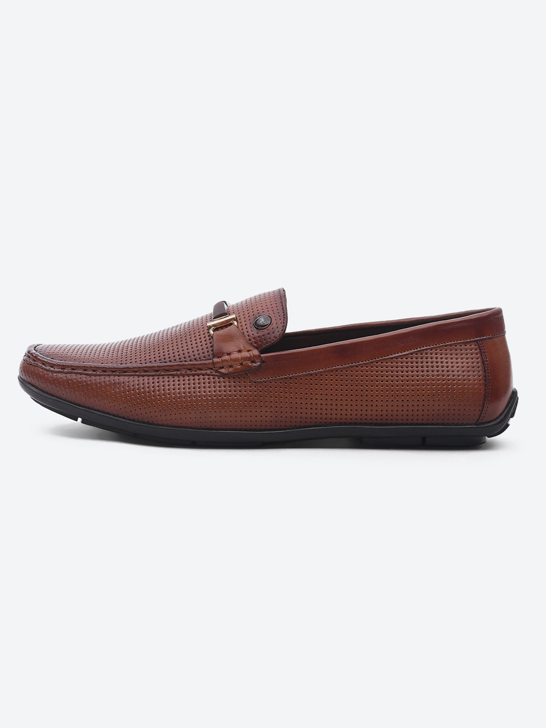 Men Tan Slip on Leather Loafers
