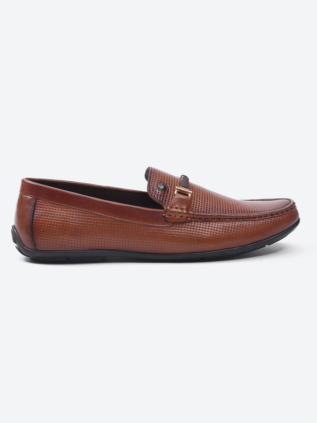 Men Tan Slip on Leather Loafers
