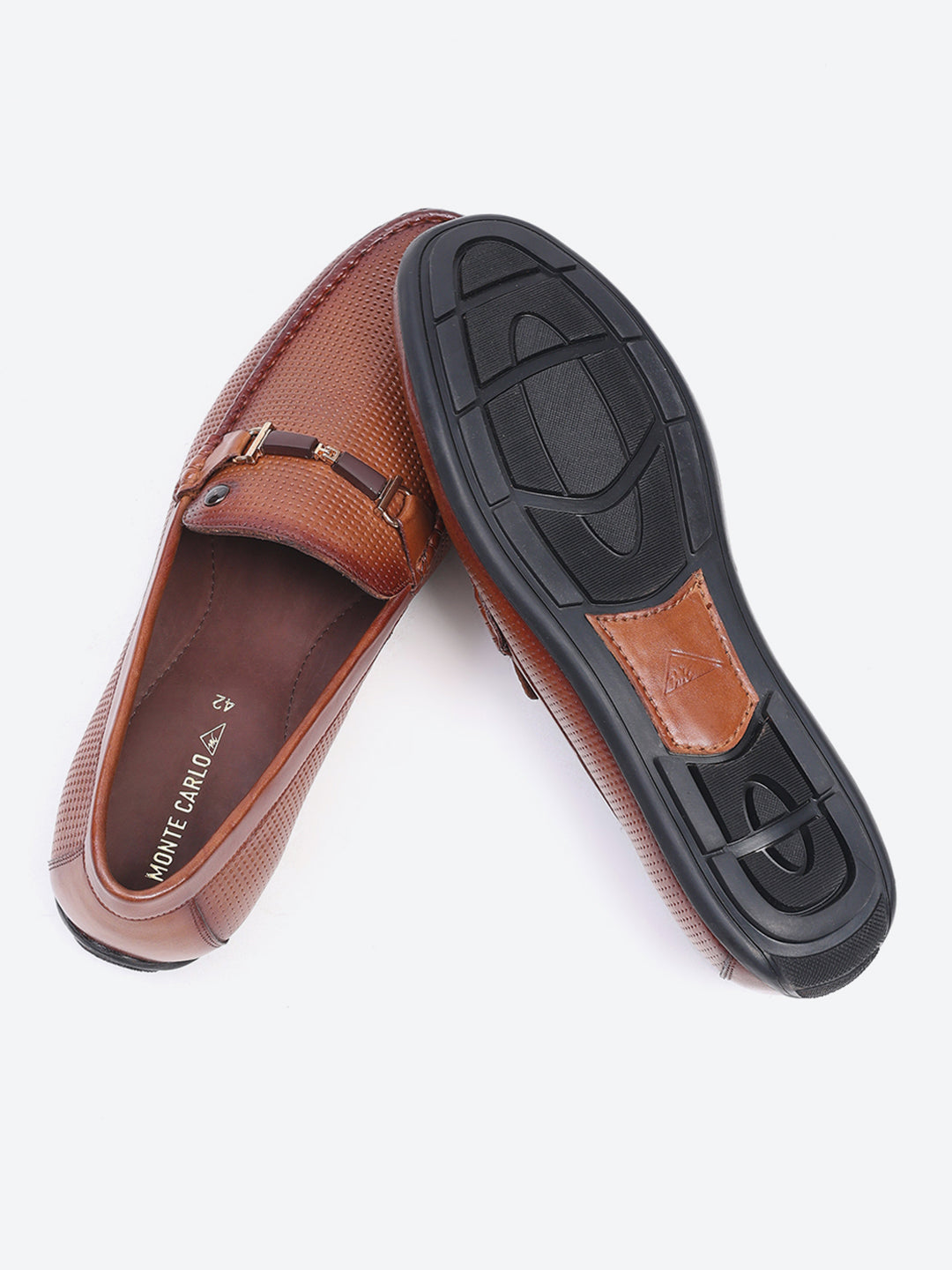 Men Tan Slip on Leather Loafers