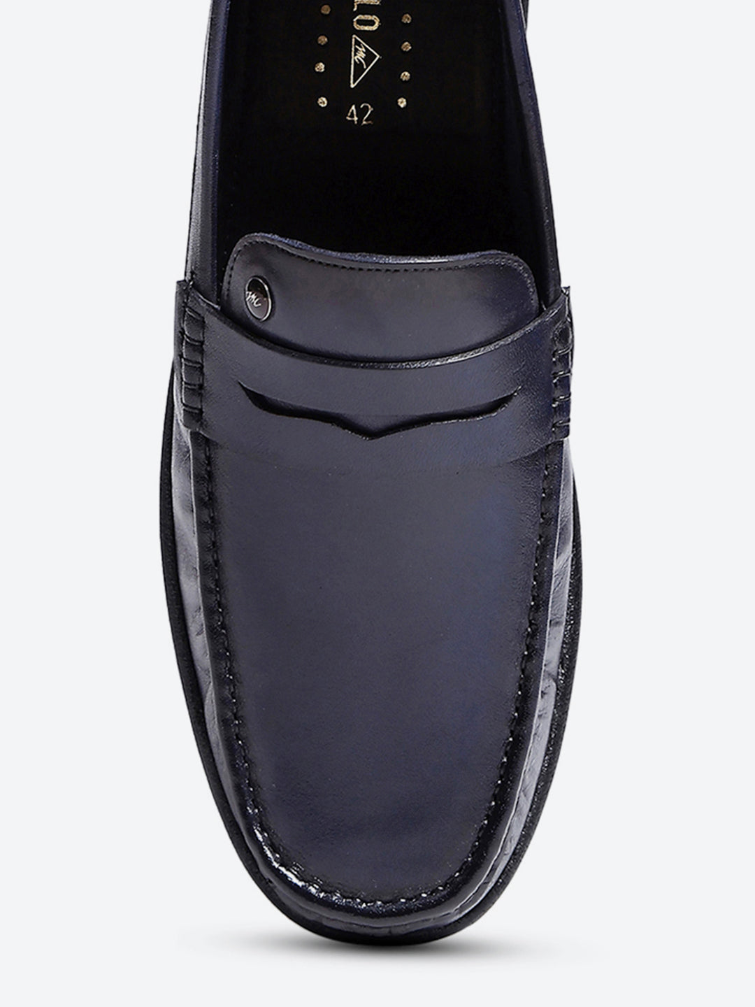 Men Navy Blue Slip on Leather Loafers