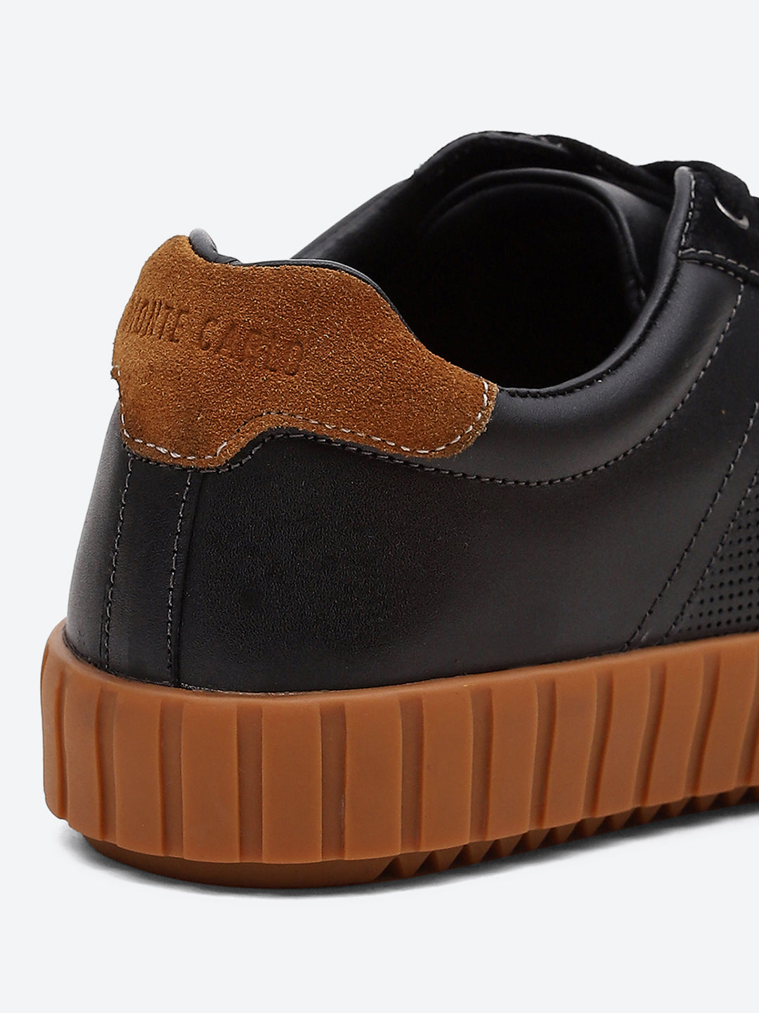 Men Black Lace Up Genuine Leather Sneaker