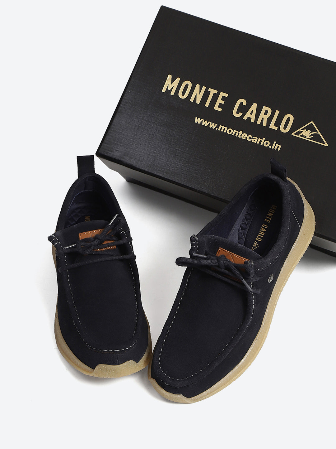 Monte Carlo Navy Blue Casual Moc-Toe-Lace Up Shoe for Men