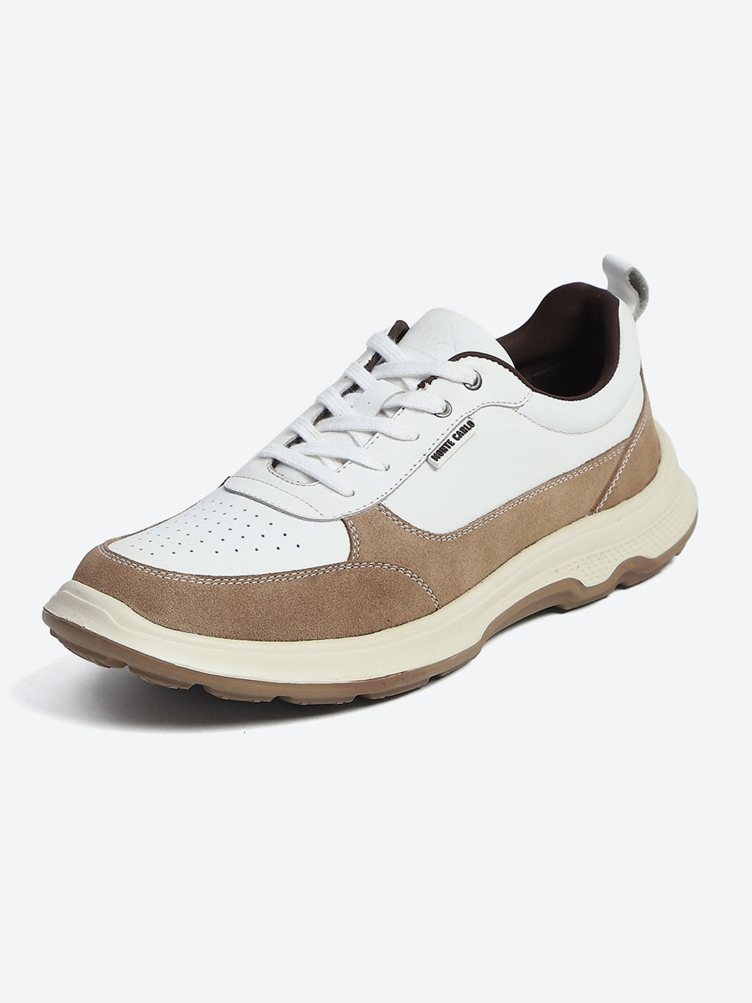 Monte Carlo White & Taupe Comfort Casual Sneakers for Men