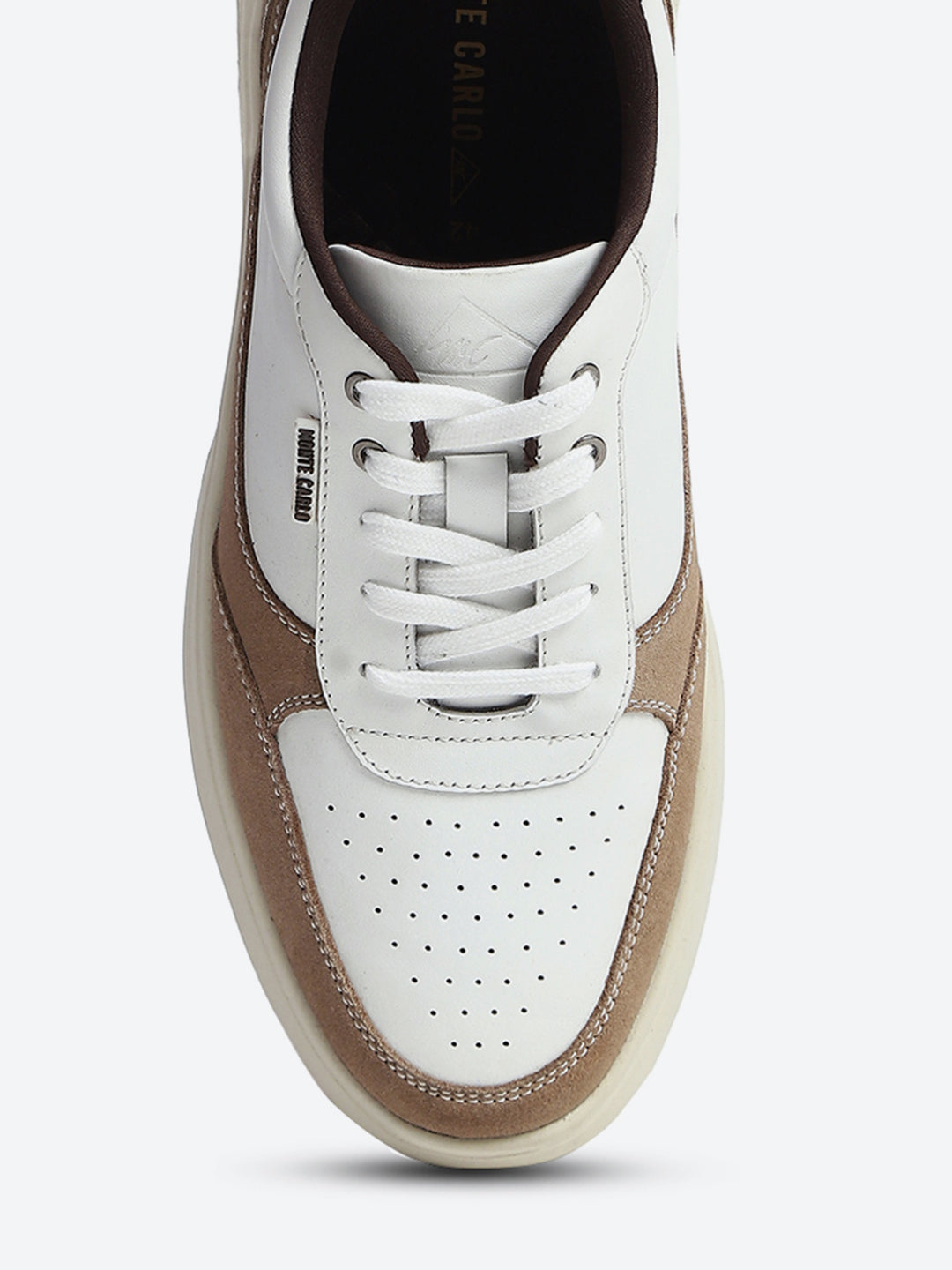 Monte Carlo White & Taupe Comfort Casual Sneakers for Men