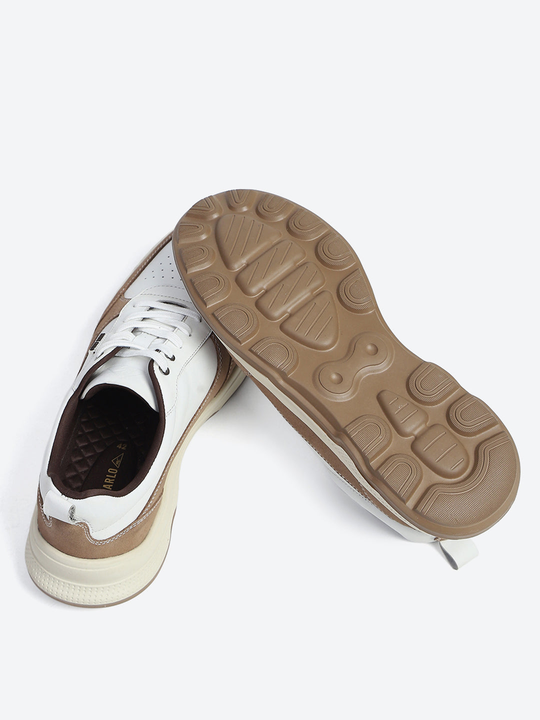 Monte Carlo White & Taupe Comfort Casual Sneakers for Men
