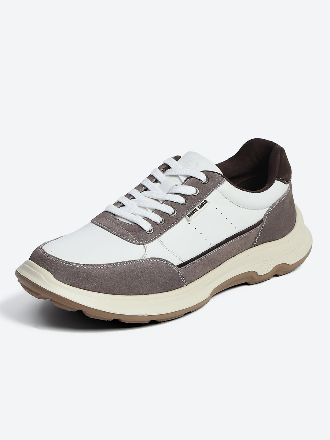 Monte Carlo White & Taupe Comfort Casual Sneakers for Men
