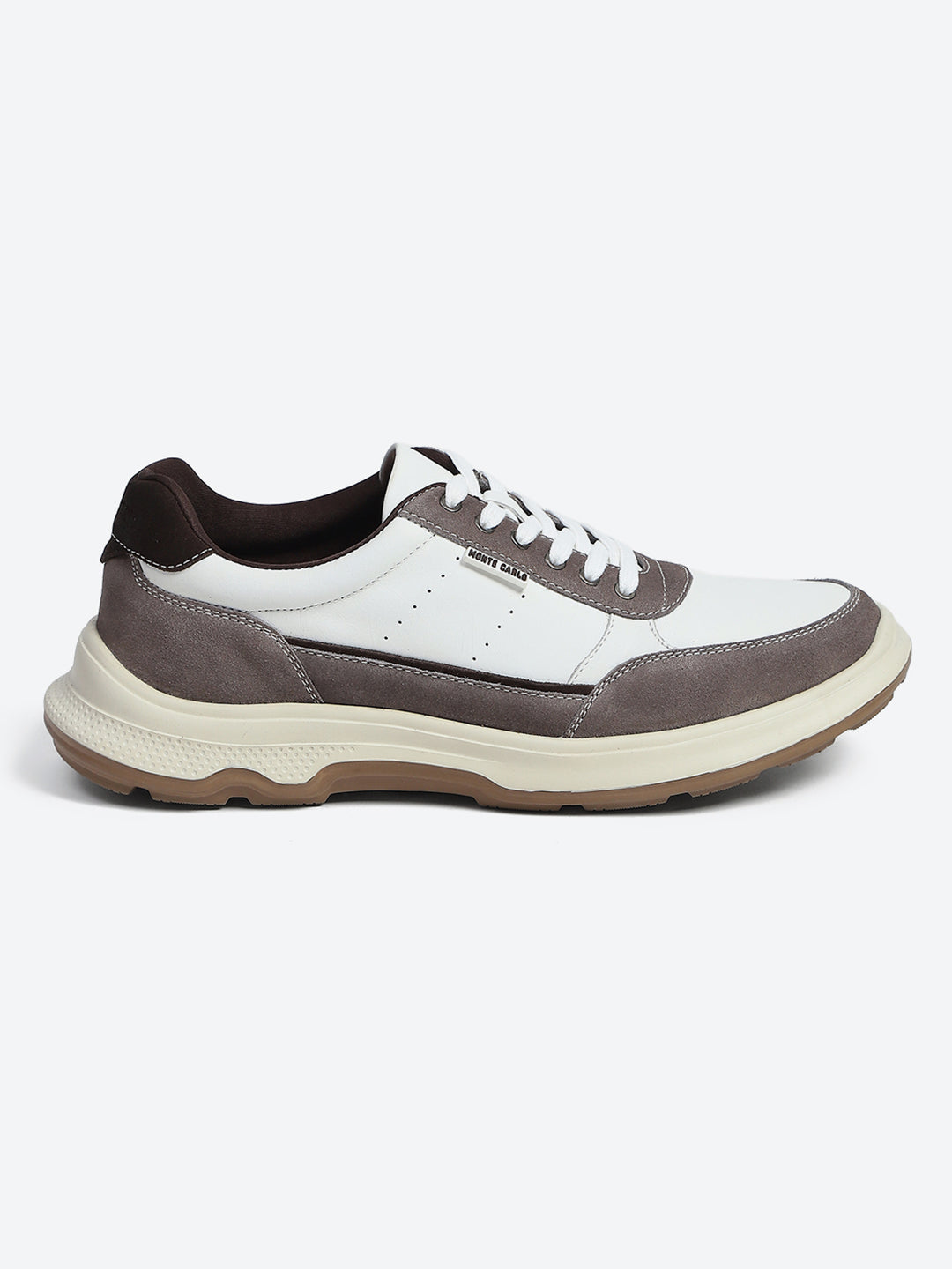 Monte Carlo White & Taupe Comfort Casual Sneakers for Men
