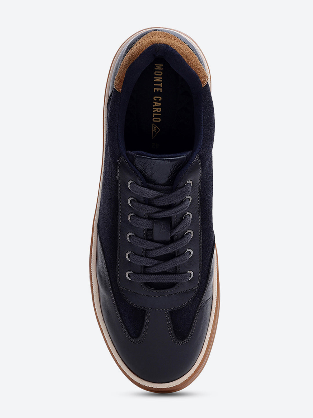 Men Navy Blue Lace Up Genuine Leather Sneaker