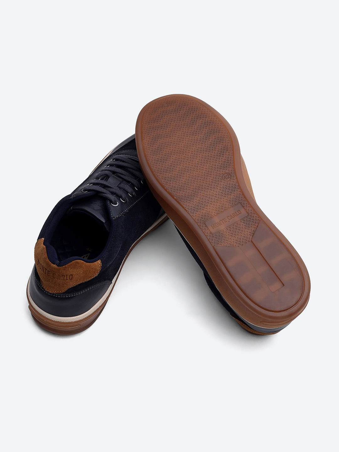 Men Navy Blue Lace Up Genuine Leather Sneaker