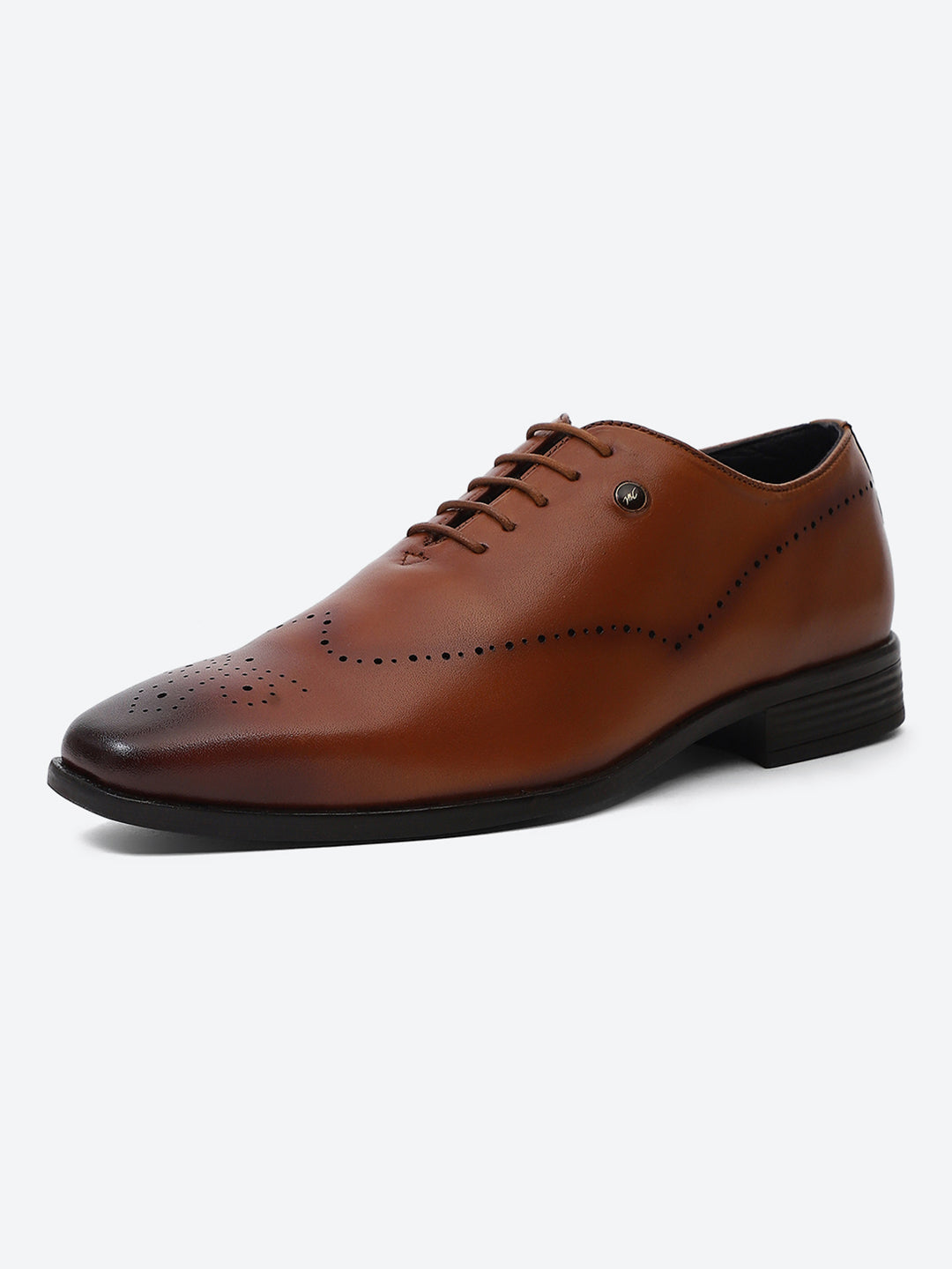 Men Tan Lace Up Genuine Leather Formal Oxfords