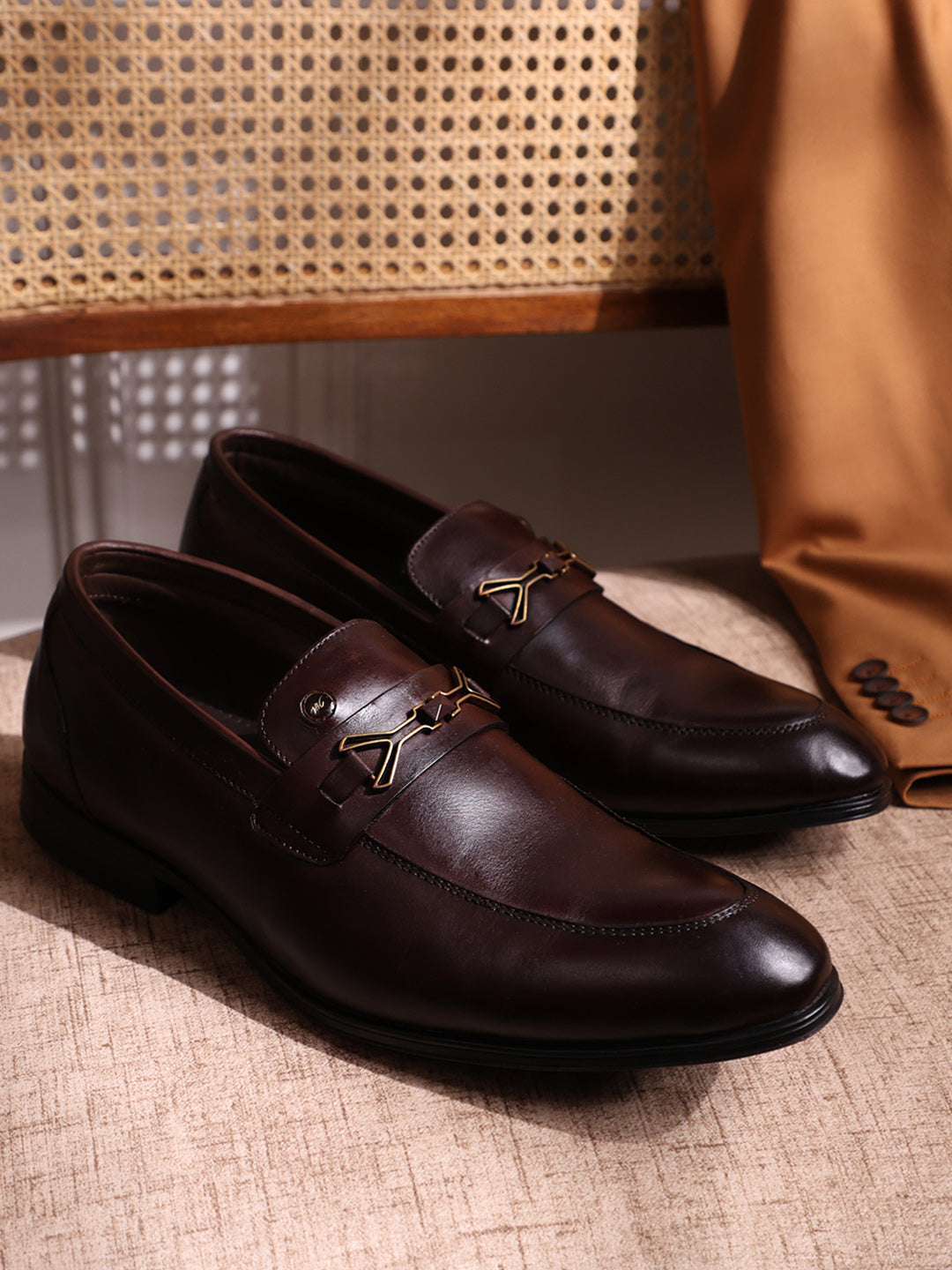 Men Brown Slip on Genuine Leather Penny Loafers