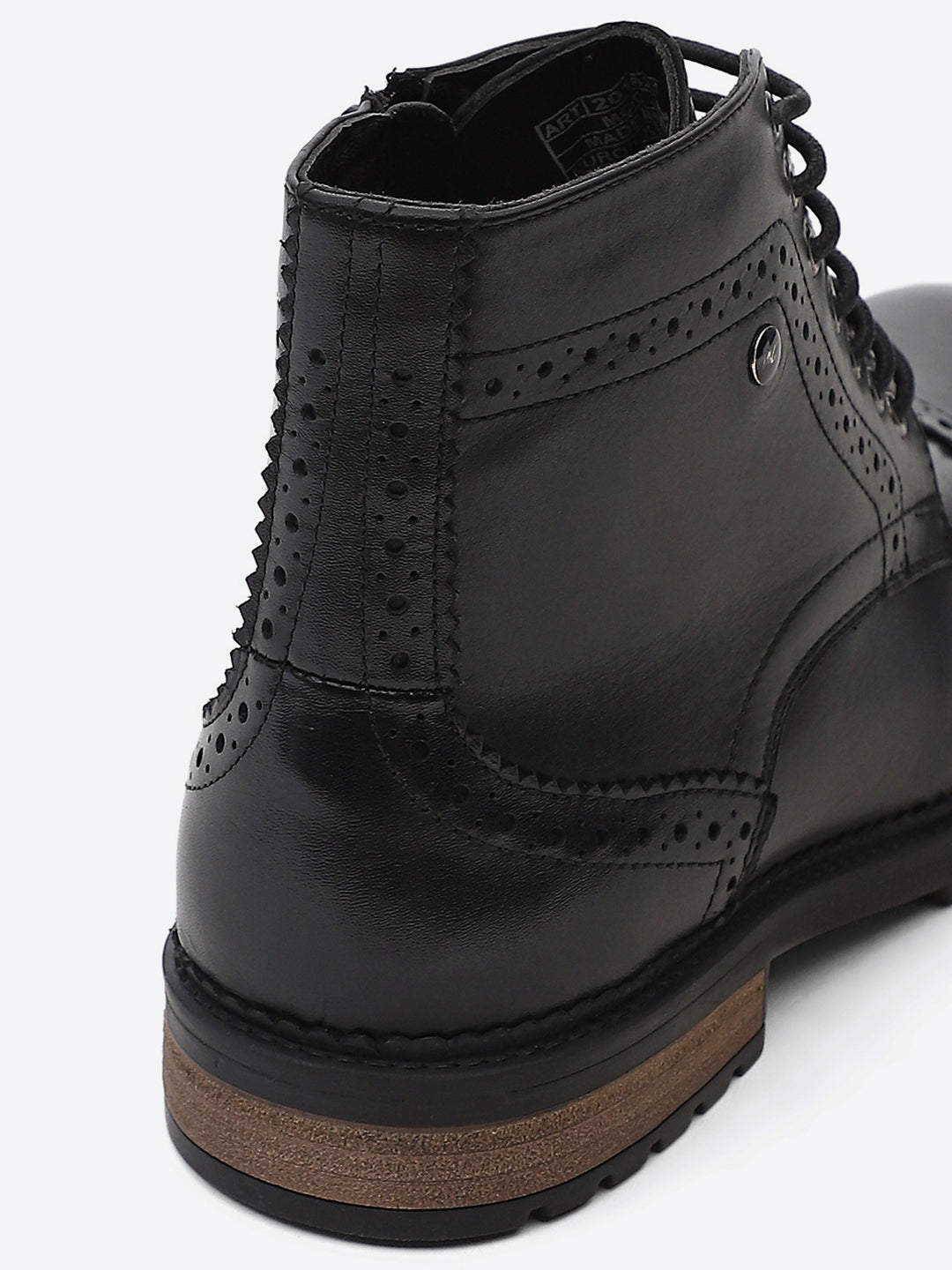 Men Black Genuine Leather Lace Up Boots