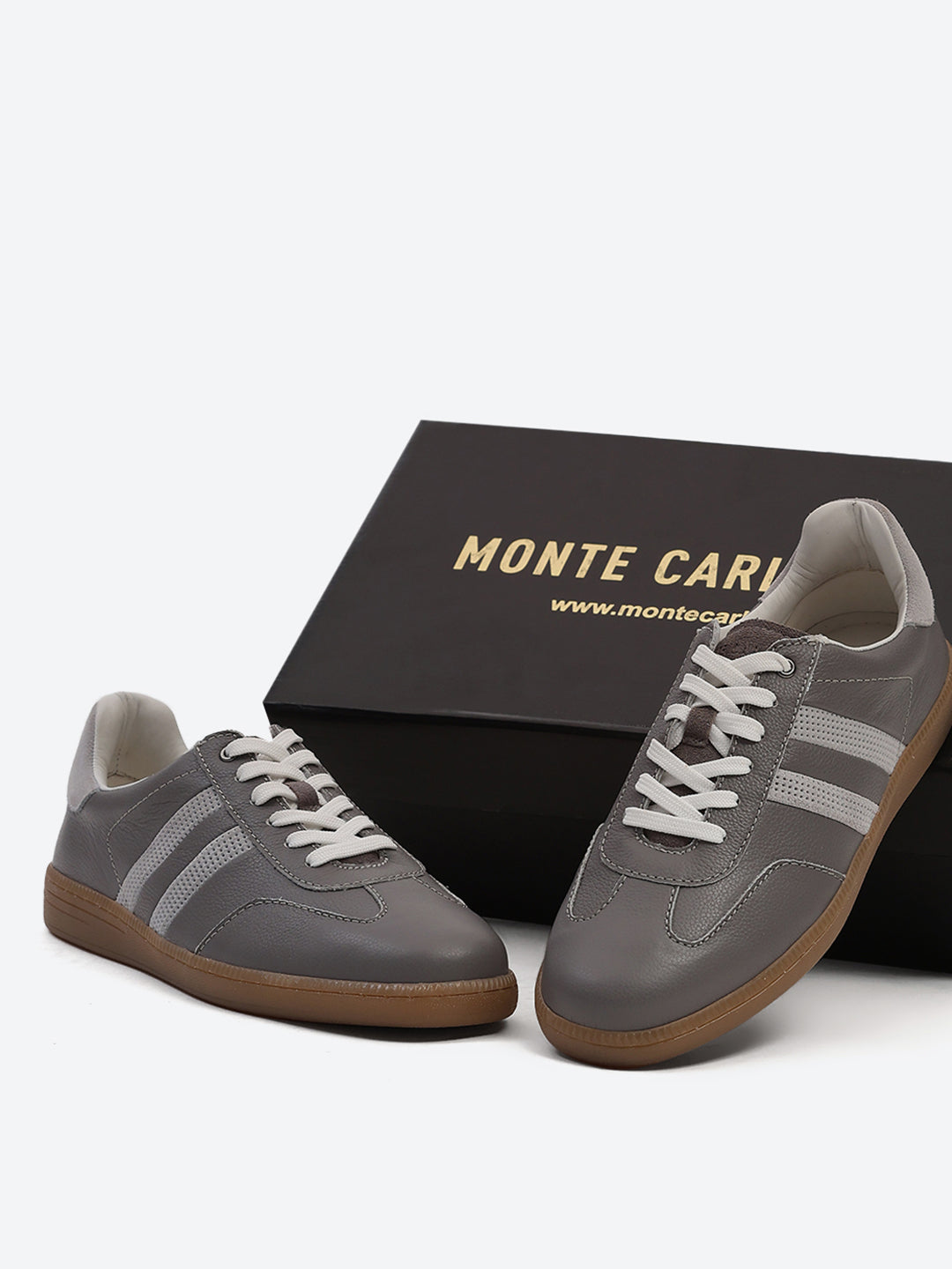 Monte Carlo Grey Smart Lace-Up Casual Sneakers for Men