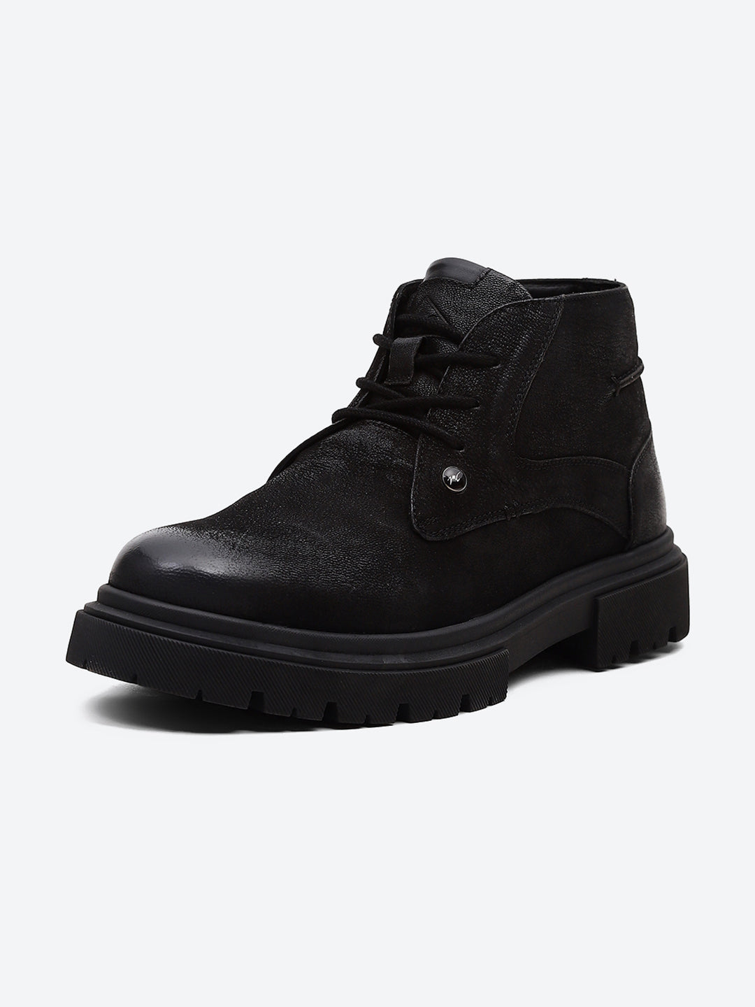 Men Black Lace Up Genuine Leather Comfortable and Light weight Outdoor Boots