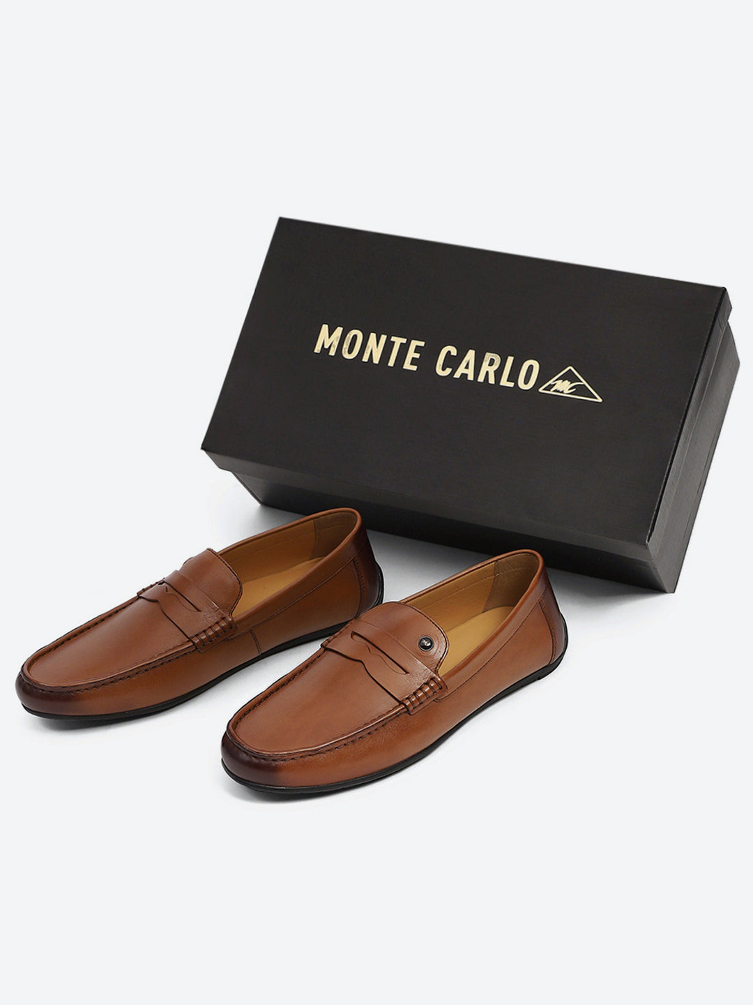 Men Tan Slip on Genuine Leather Loafers